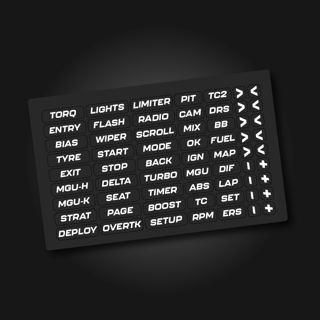 Black Universal Stickers kit for steering wheel controls – Acelith Design  Sim Racing