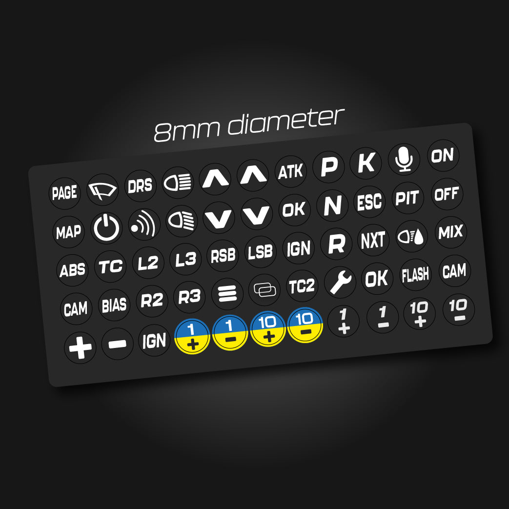 Black Round stickers (8mm) for steering wheel controls