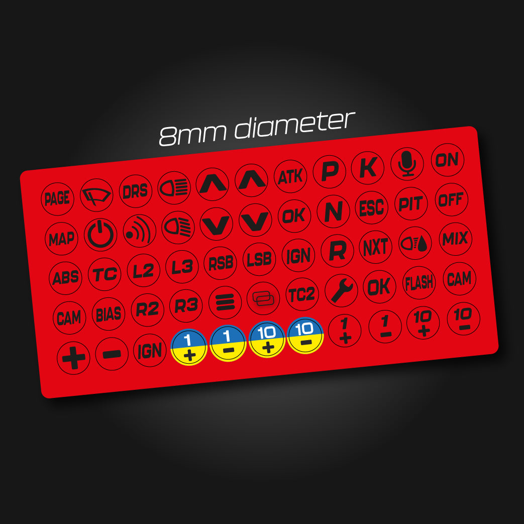 Red Round stickers (8mm) for steering wheel controls
