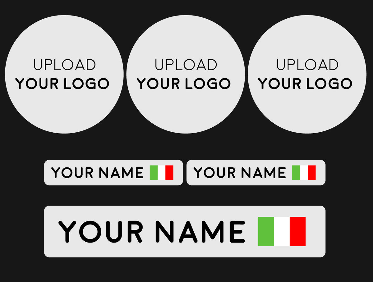 Custom logo and "name and flag" stickers Acelith Design Sim Racing