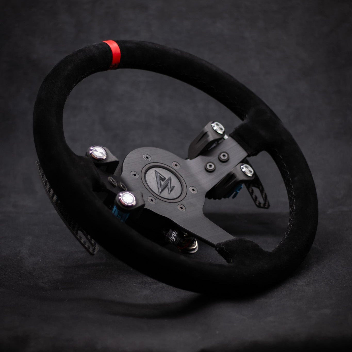 320mm Black/Red Flat Suede Racing Steering Wheel – Universal Drift/Performance